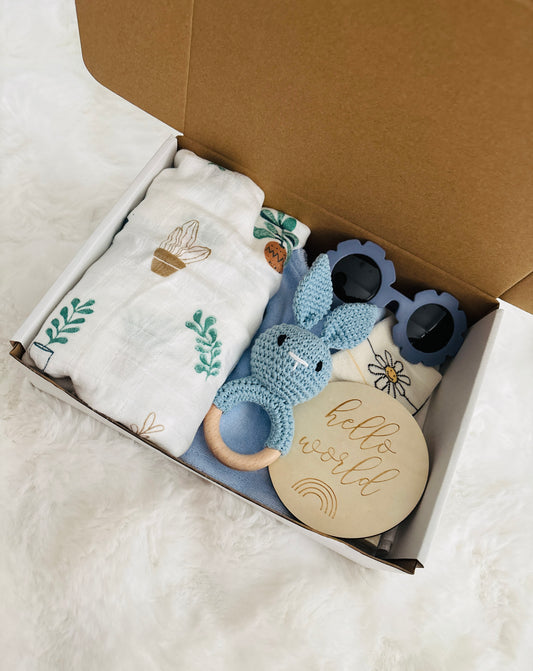 The 'Hello World' Premium Baby Gift Set - Baby Blue Sky